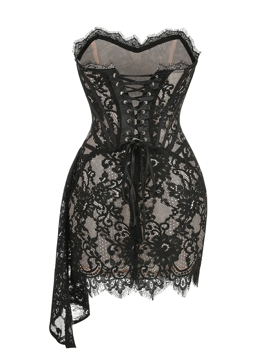KARINA Strapless Lace Mini Bodycon Dress