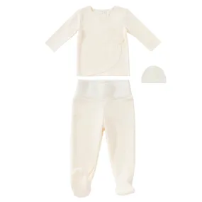 Kipp Baby White Felt Knit Wrap 2 Pc Set   Hat