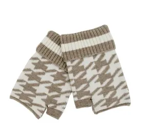 KNIT HOUNDSTOOTH FINGERLESS GLOVES