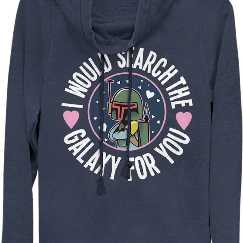 Ladies Boba Fett Search The Galaxy For You Star Wars Cowl Neck Sweatshirt