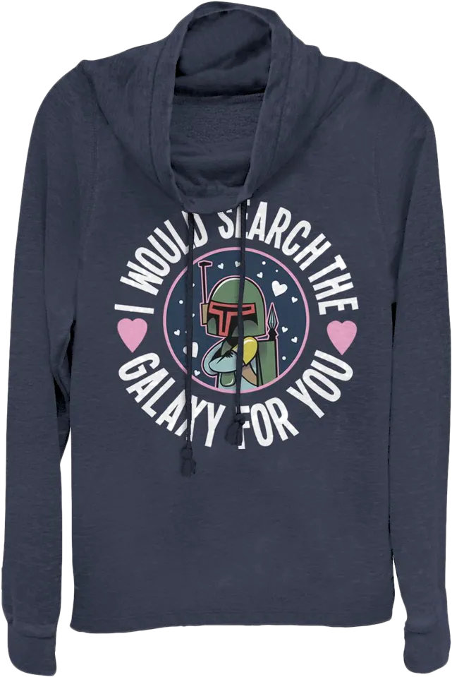 Ladies Boba Fett Search The Galaxy For You Star Wars Cowl Neck Sweatshirt