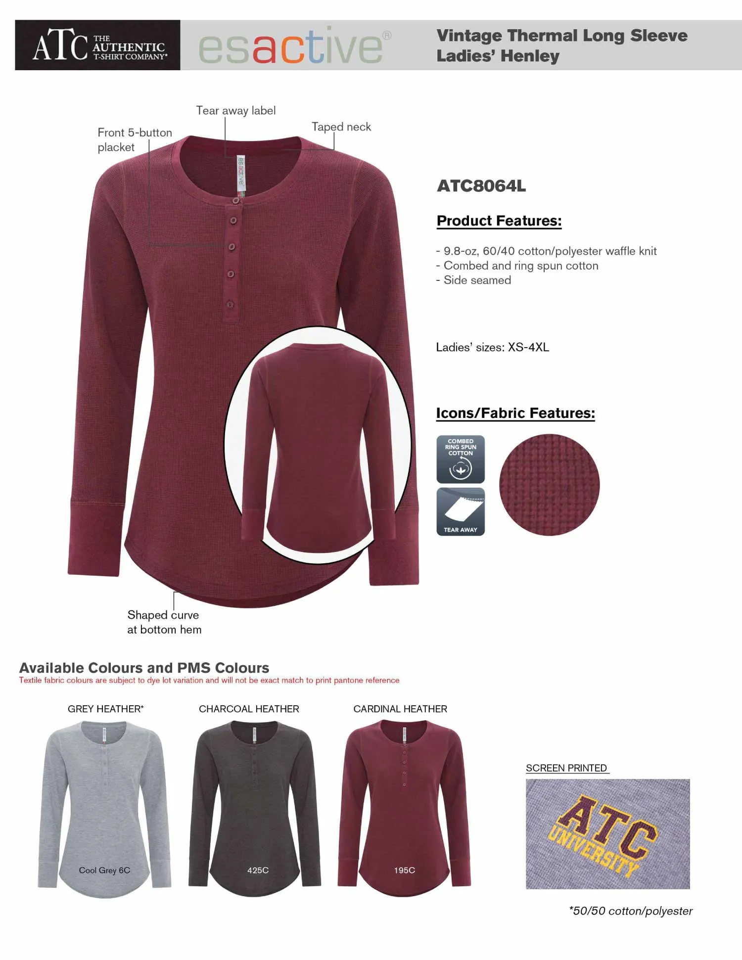 Ladies-Long Sleeve Thermal Waffle Shirt - ATC8064L