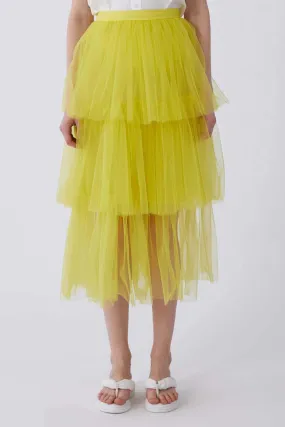 Layered Tulle Skirt Yellow
