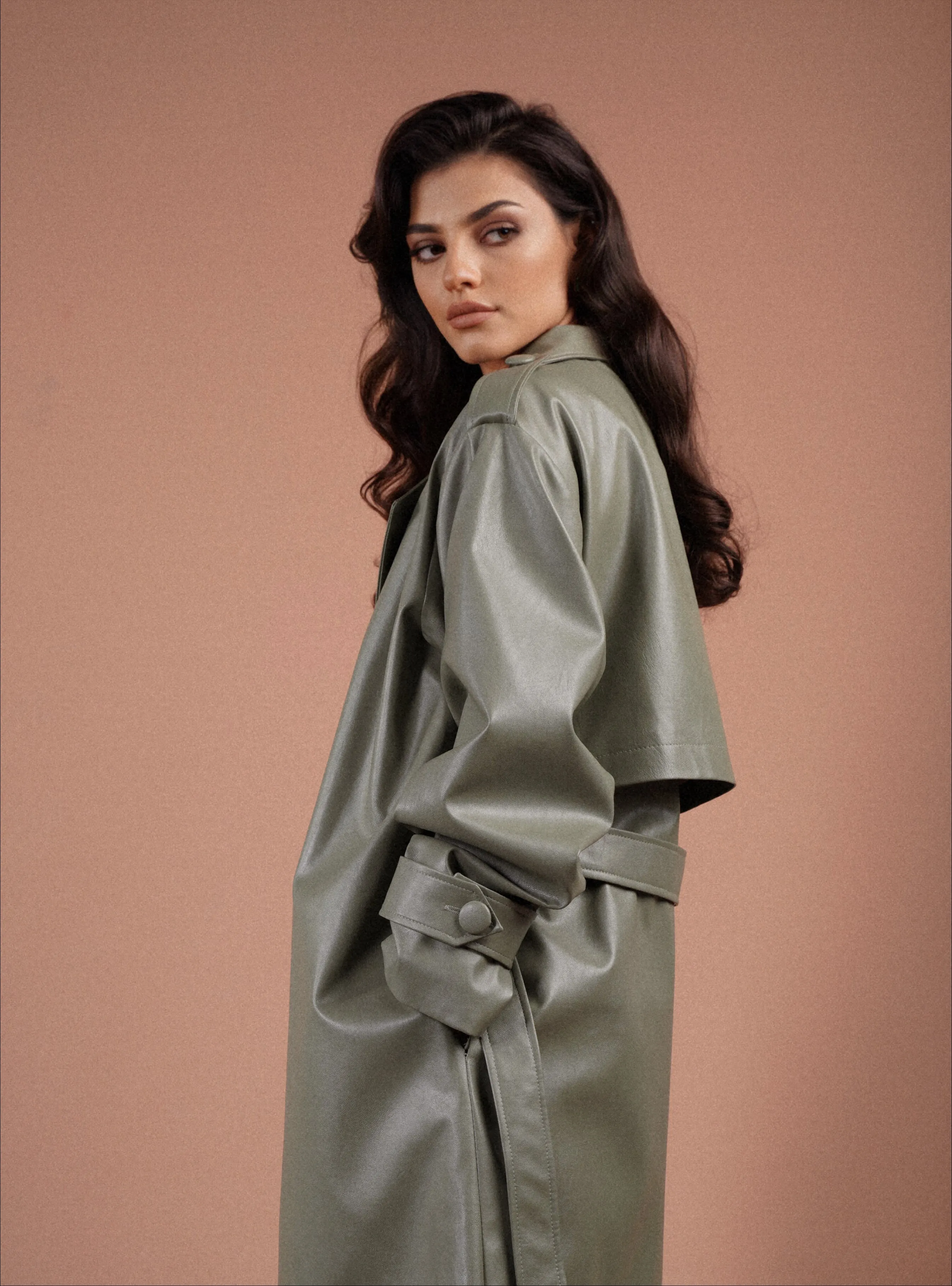 Leather trench coat