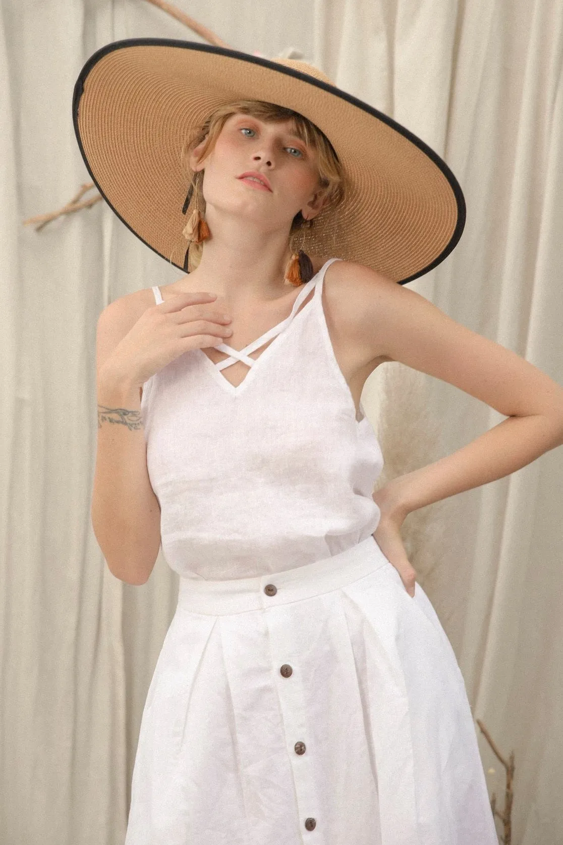 Liesel Linen Midi Skirt