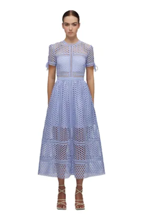 Lilac Guipure Lace Midi Dress