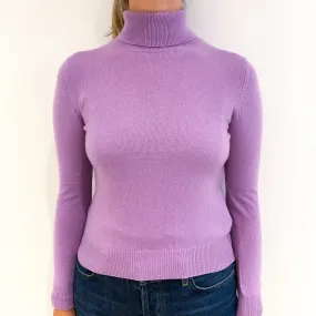 Lilac Purple Cashmere Polo Neck Jumper Small