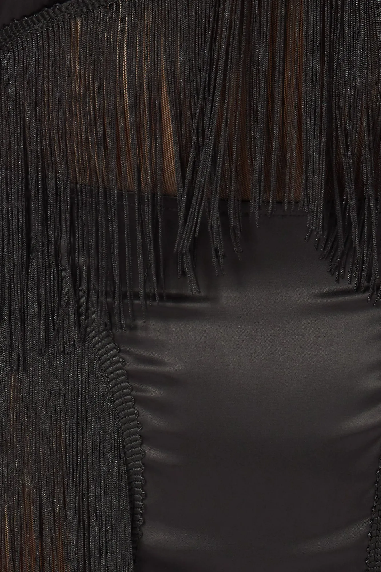 Lisa Fringe Bodycon Contrast Satin Mesh Mini Dress