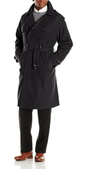 London Fog Men Classic Fit Iconic Belted Trench Raincoat Coat 40R Black