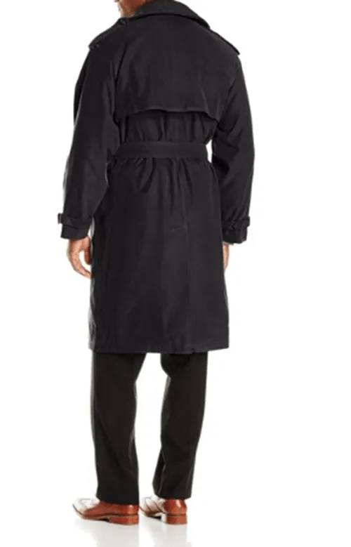 London Fog Men Classic Fit Iconic Belted Trench Raincoat Coat 40R Black