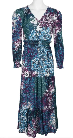London Times V Neck Teal Long Sleeve Dress