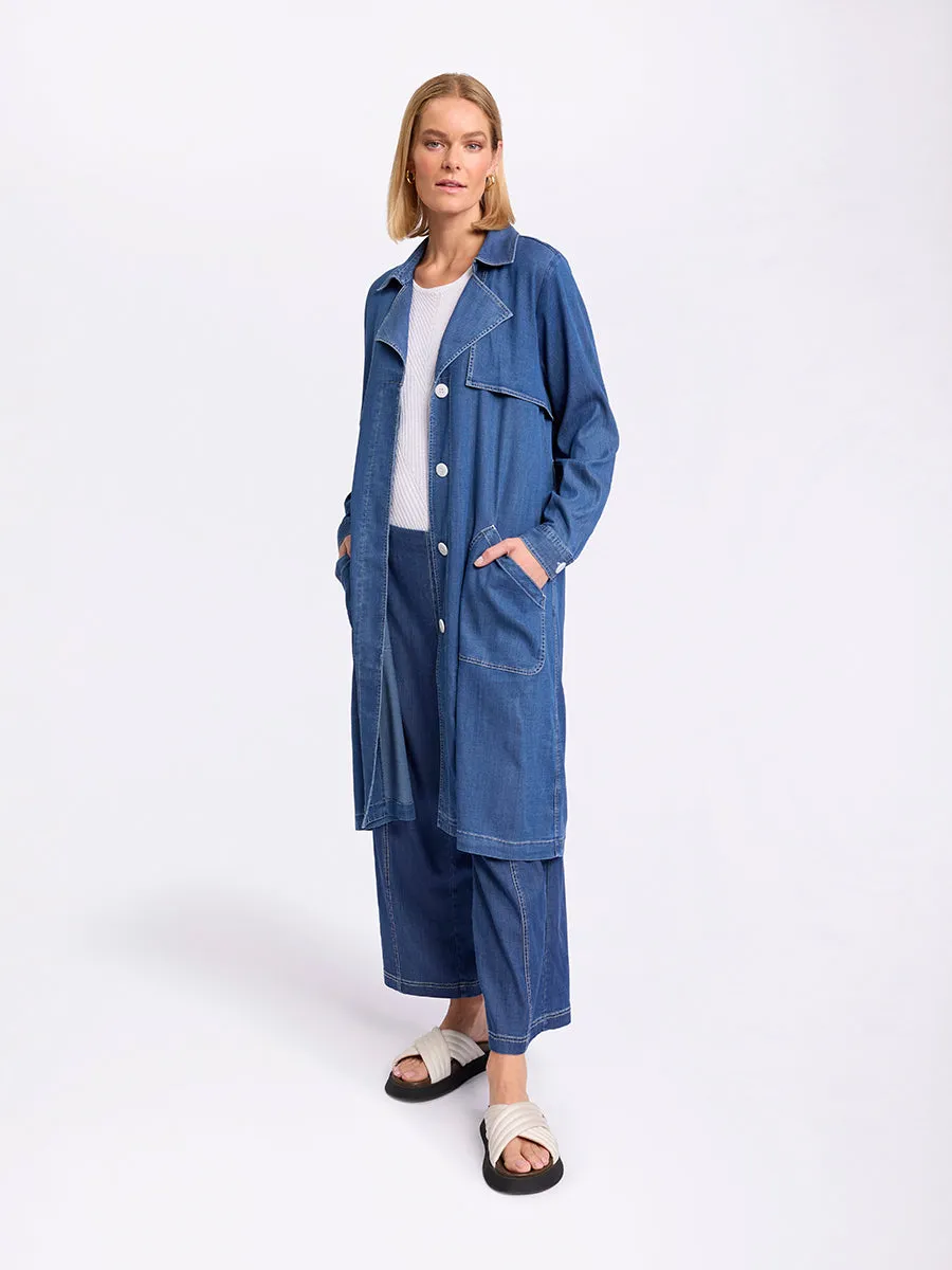Long Sleeve Denim Trench
