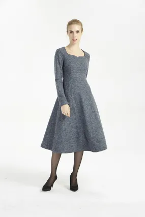 long sleeves dark gray wool dress 2004