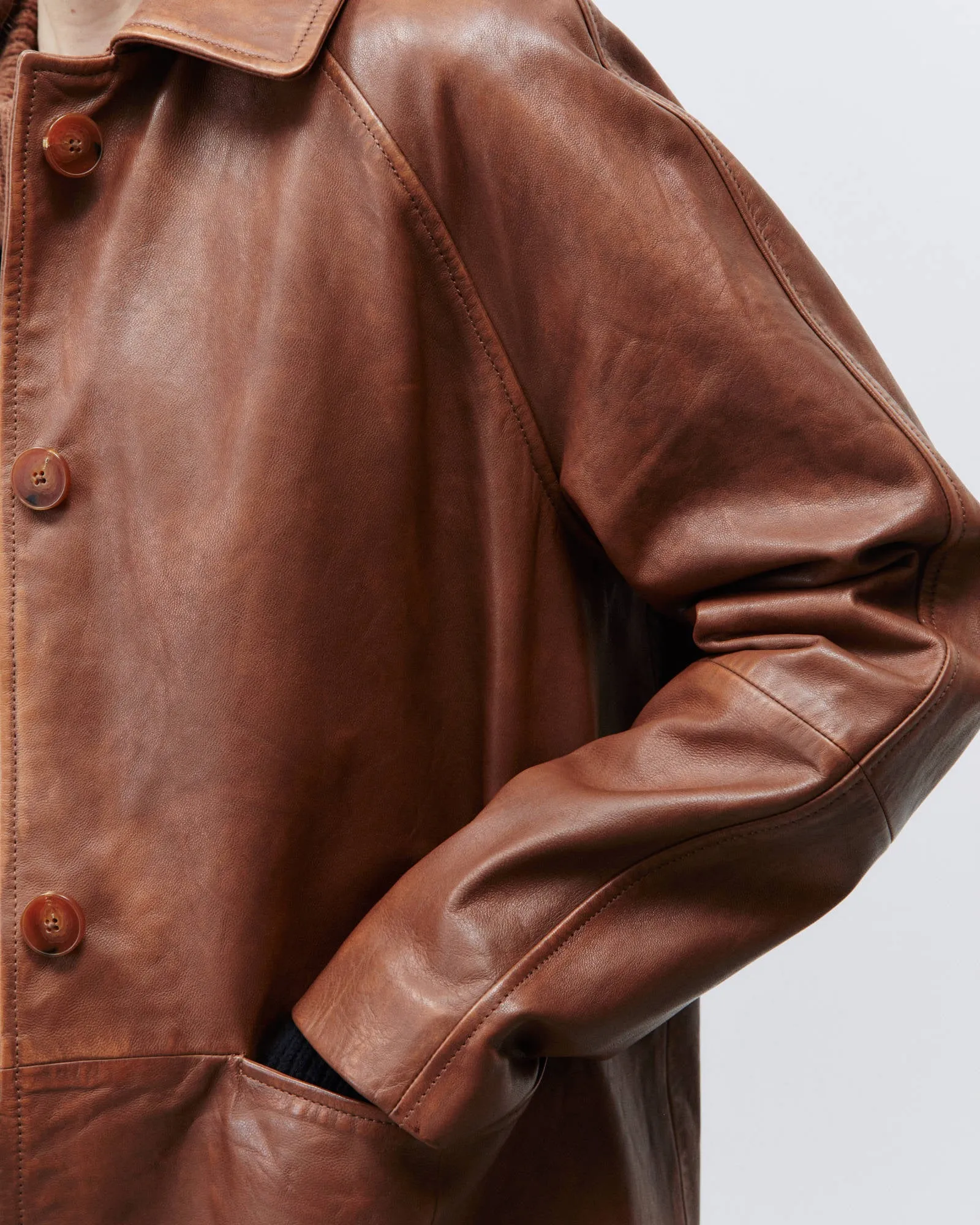 LONG TRENCH COAT IN VINTAGE EFFECT LEATHER