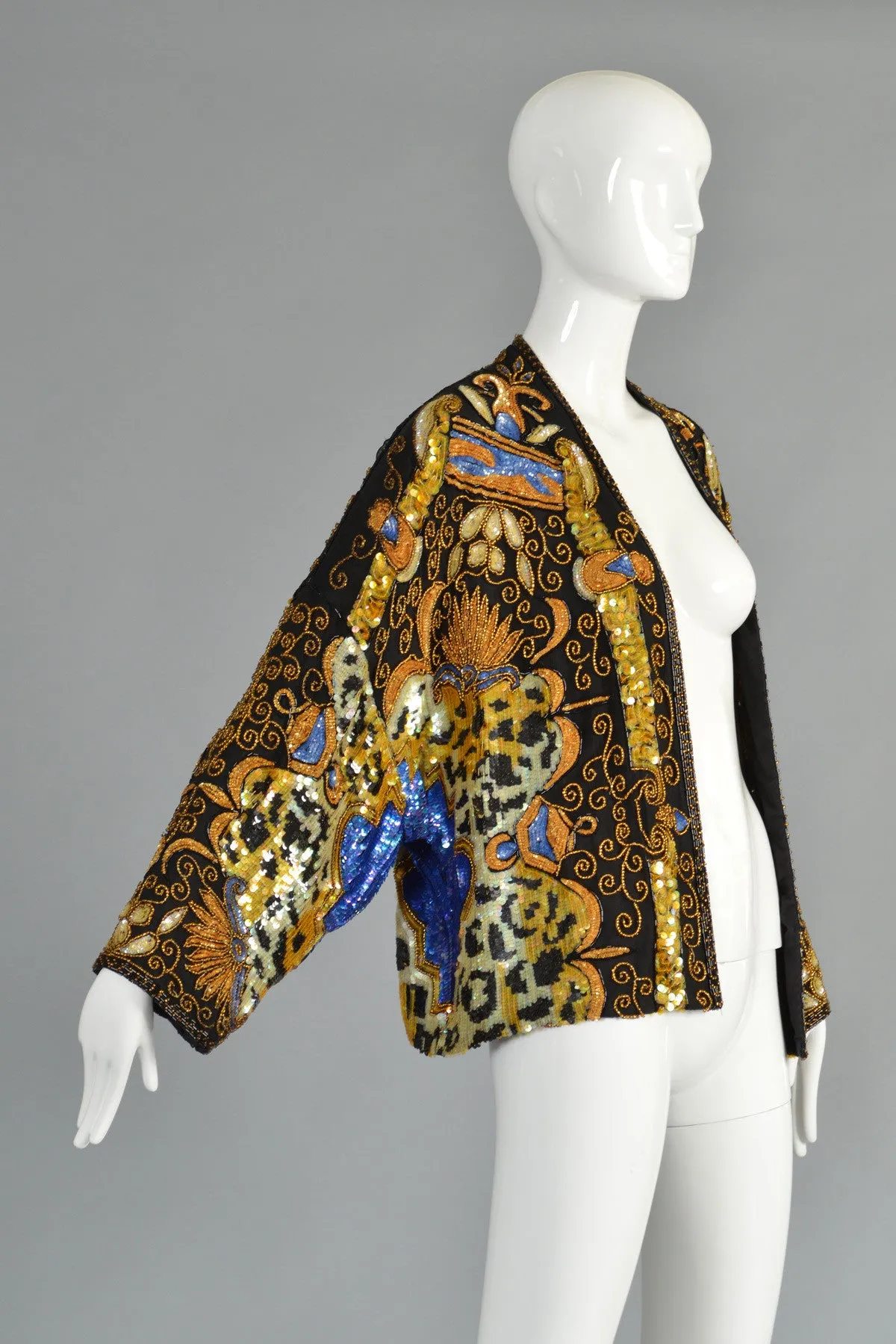 Luxe Sequin Encrusted Baroque Leopard Print Jacket