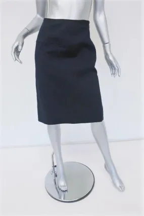 Marni Pencil Skirt Navy Stretch Cotton Size 38