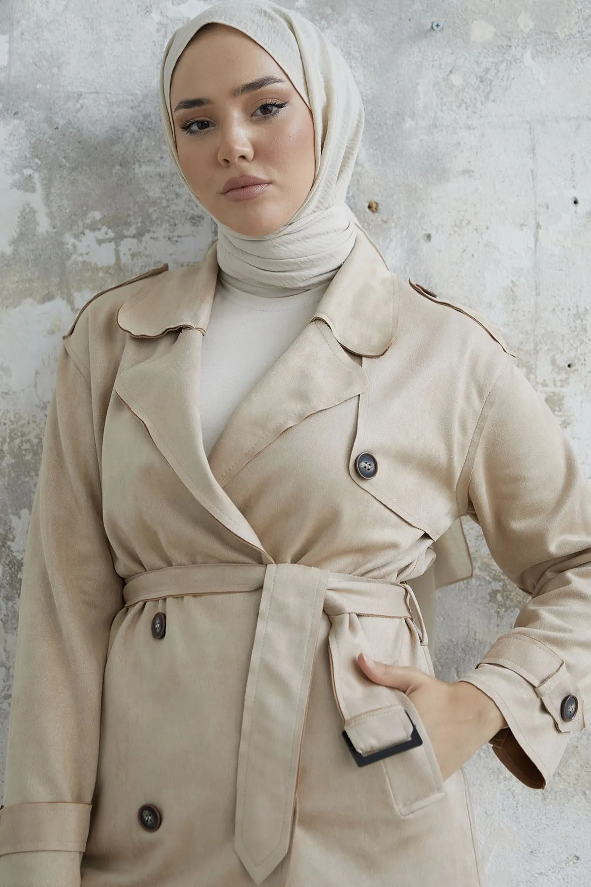 MDS Women Minka Belted Scuba Diving Trench Coat - Beige - Philadelphia