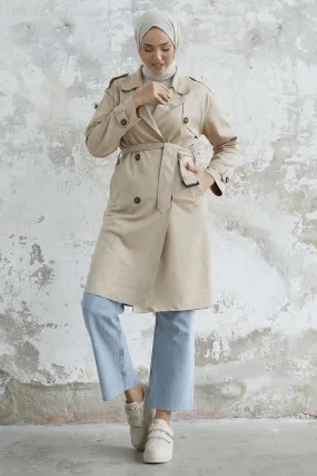 MDS Women Minka Belted Scuba Diving Trench Coat - Beige - Philadelphia