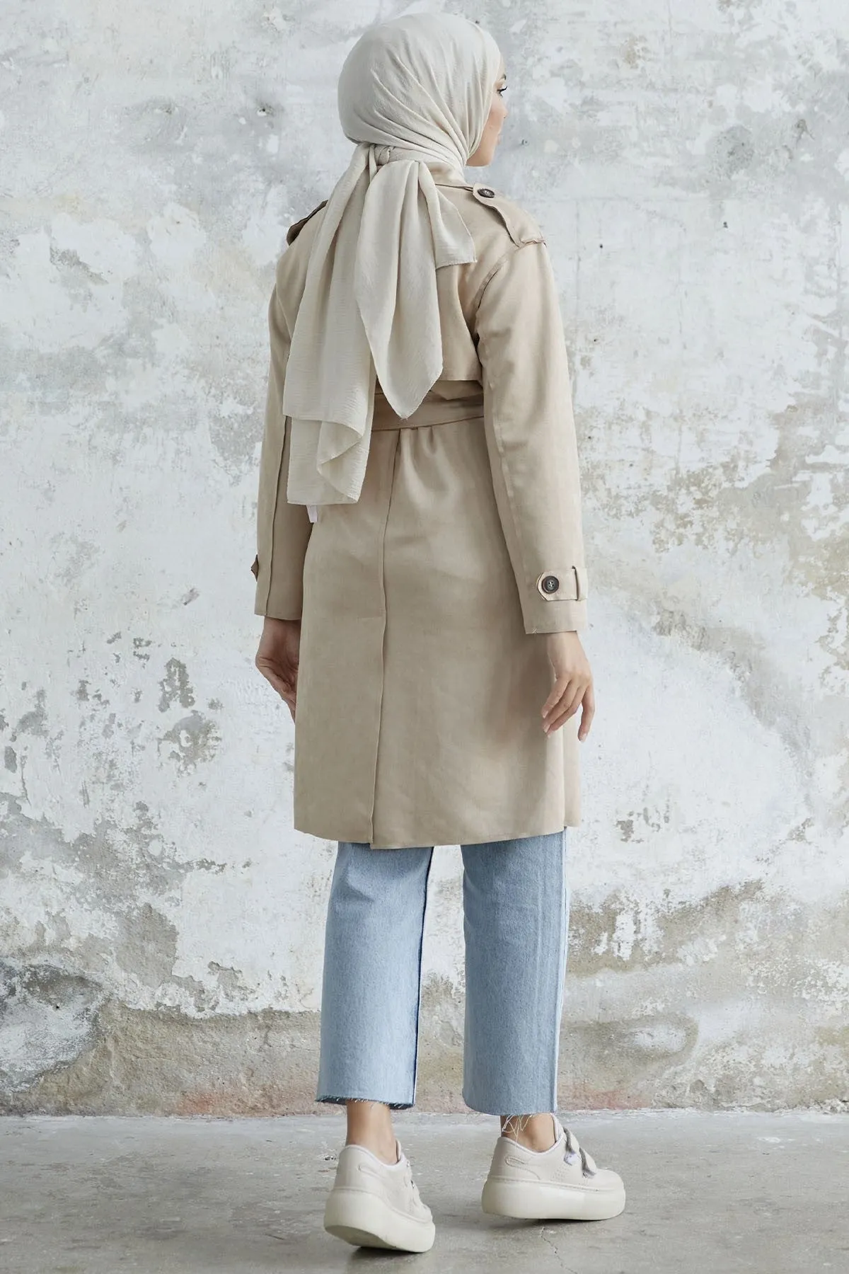 MDS Women Minka Belted Scuba Diving Trench Coat - Beige - Philadelphia