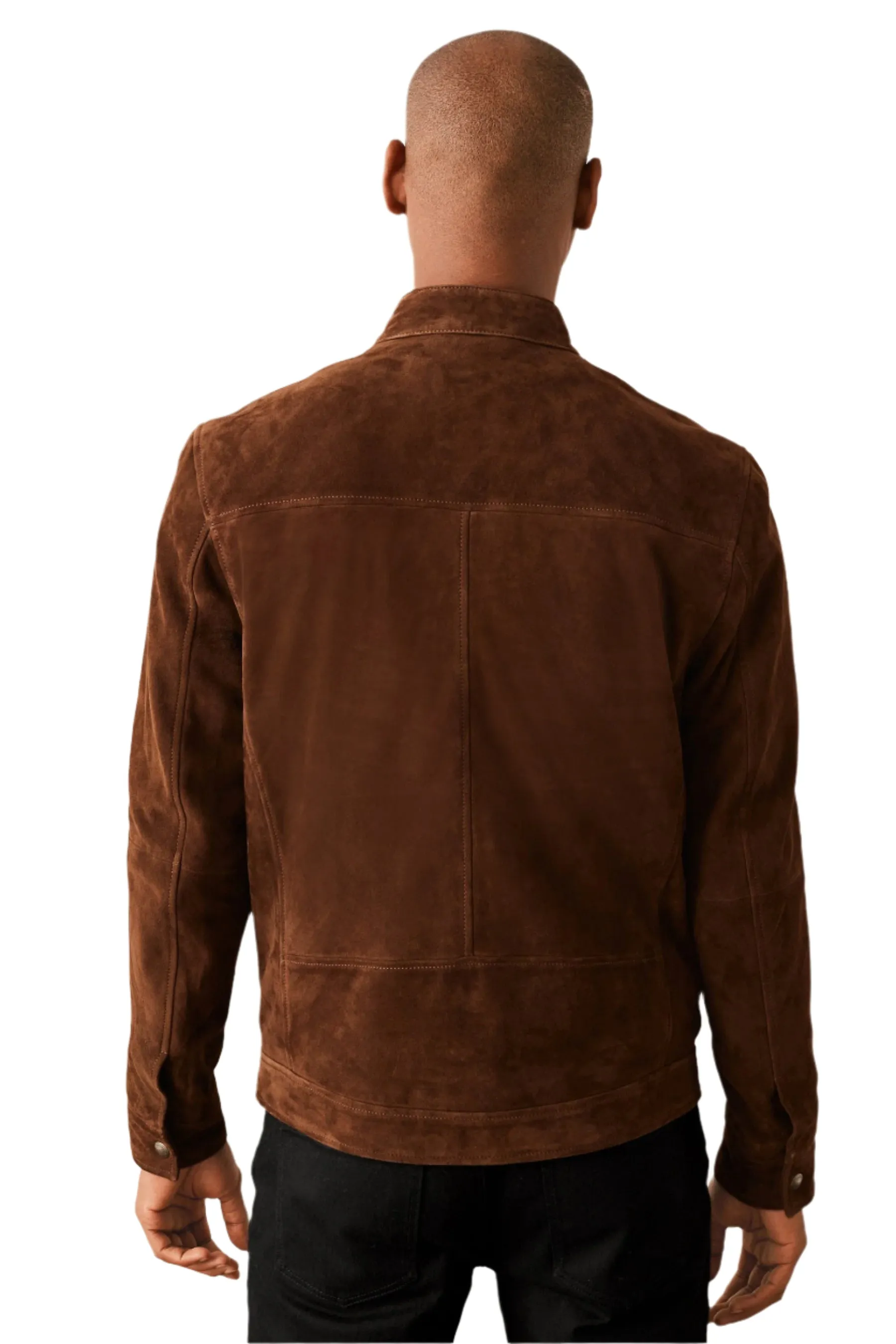 Men's Brown Suede Racer Jacket