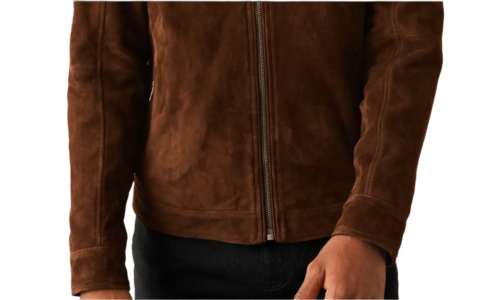 Men's Brown Suede Racer Jacket