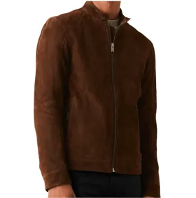 Men's Brown Suede Racer Jacket