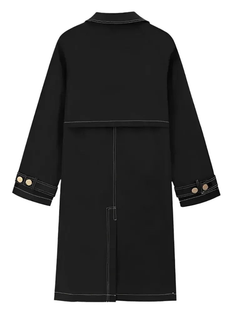 Men's Casual Loose Double-Breasted Trench Overcoat