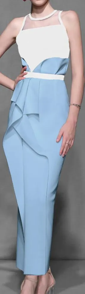 Mesh Panel Tank and Ruffle Midi Skirt