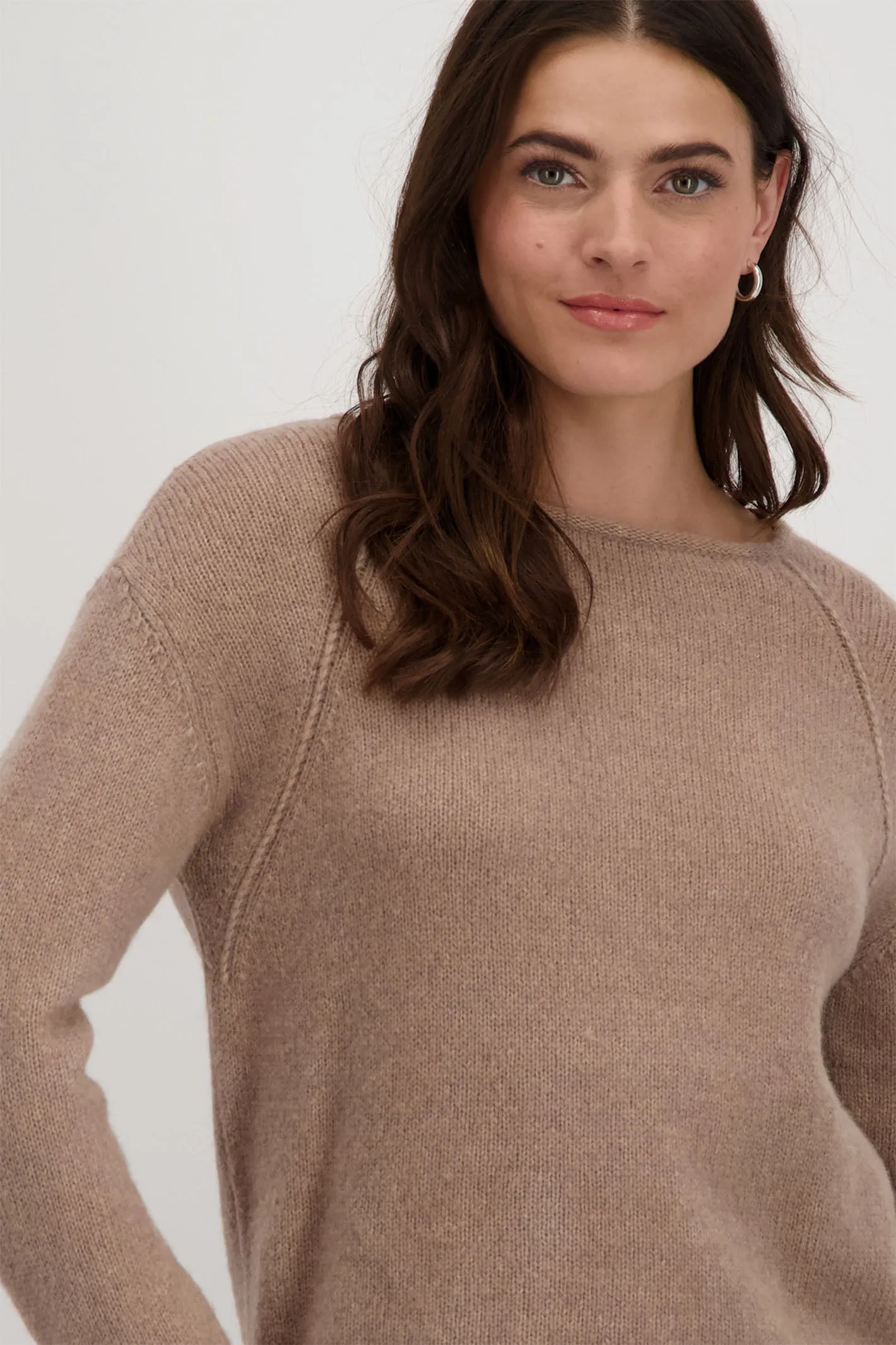 Monari 808312 Milk Chocolate Brown Wool Round Neck Jumper