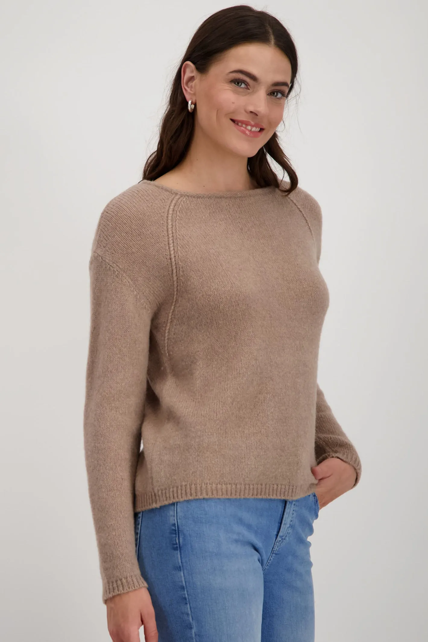 Monari 808312 Milk Chocolate Brown Wool Round Neck Jumper