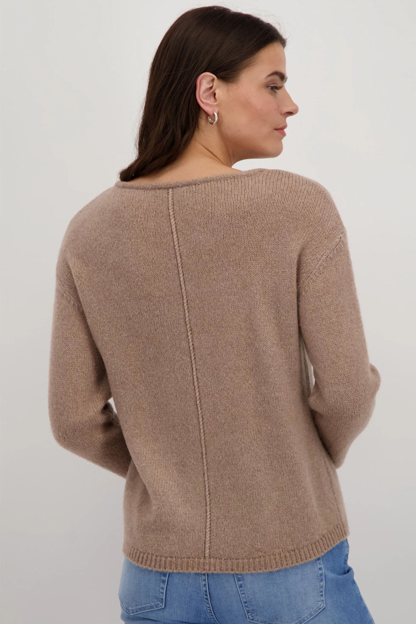 Monari 808312 Milk Chocolate Brown Wool Round Neck Jumper