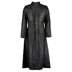 Neo Matrix Gothic Style Black Men's Long Leather Trench Coat