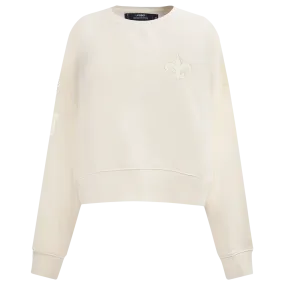 NFL NEW ORLEANS SAINTS NEUTRAL WOMEN'S FLC CREWNECK (EGGSHELL)