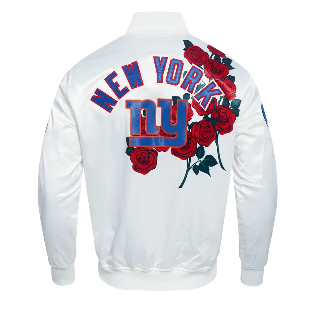 NFL NEW YORK GIANTS ROSES MEN'S SATIN JACKET (WHITE)