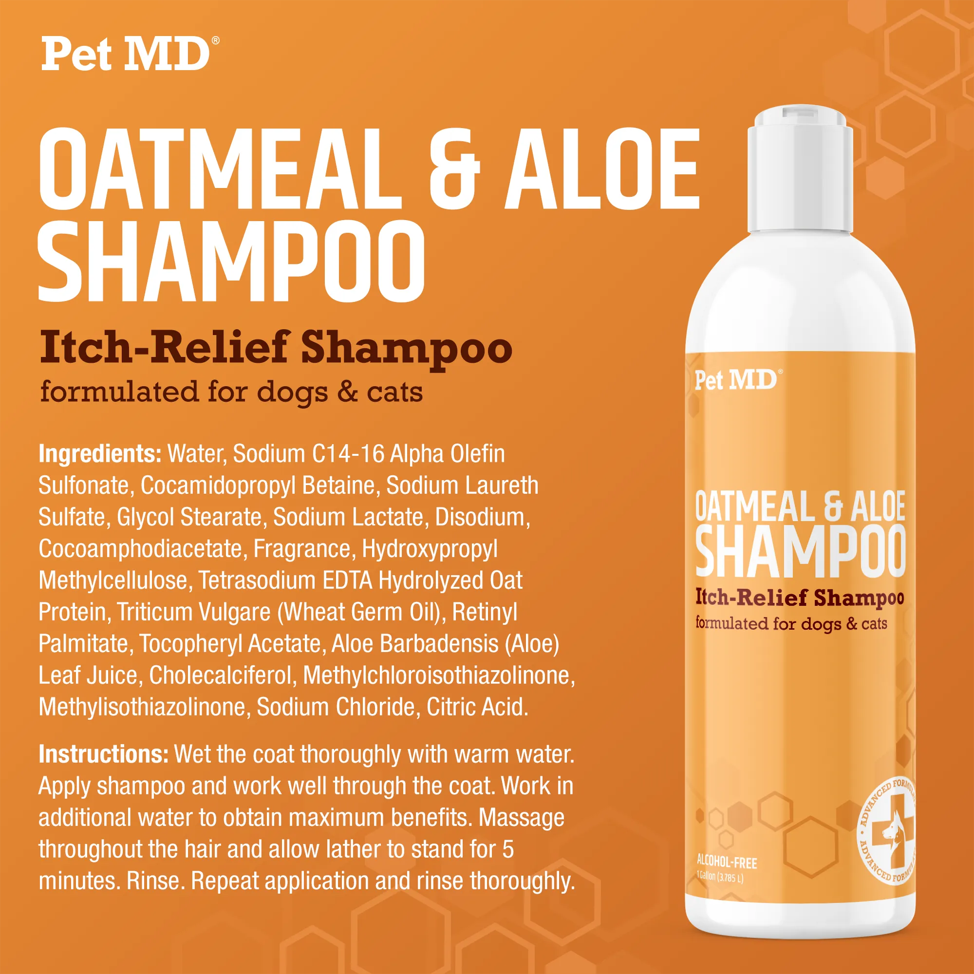 Oatmeal & Aloe Itch Relief Shampoo for Dogs & Cats - 16 oz