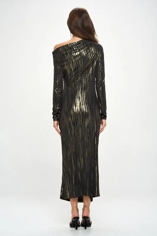 Off Shoulder Bodycon Midi Ruched Dress