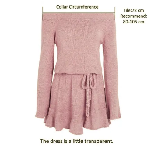 Off-Shoulder Knitted Sweater Dress | Casual Long Sleeve Ruffle Short Dress