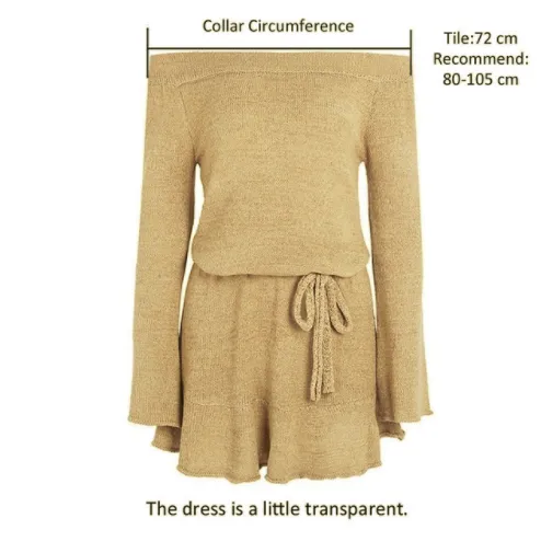 Off-Shoulder Knitted Sweater Dress | Casual Long Sleeve Ruffle Short Dress