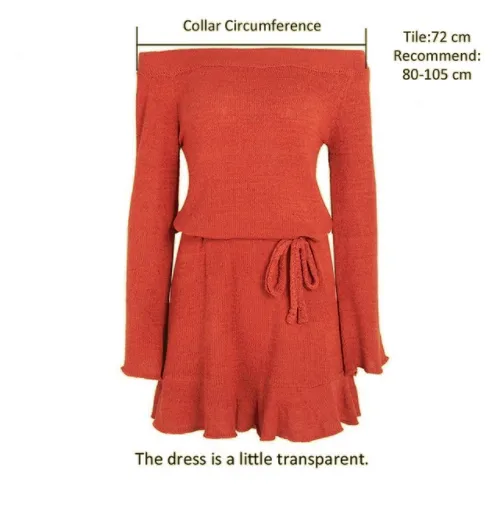 Off-Shoulder Knitted Sweater Dress | Casual Long Sleeve Ruffle Short Dress
