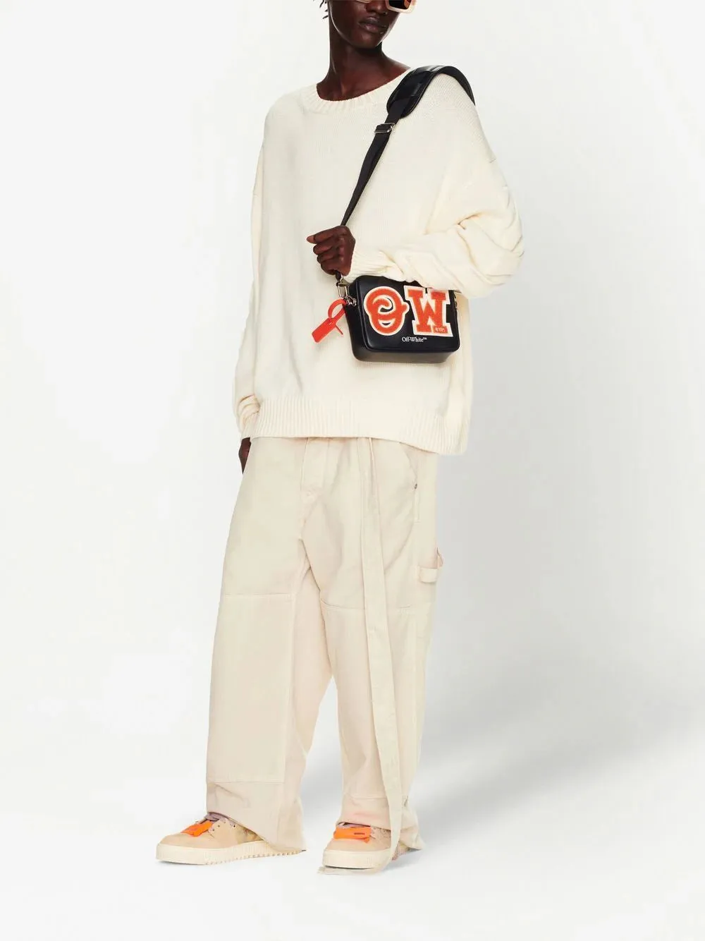 OFF-WHITE 3D Diag Knit Crewneck Sweatshirt Beige/Beige