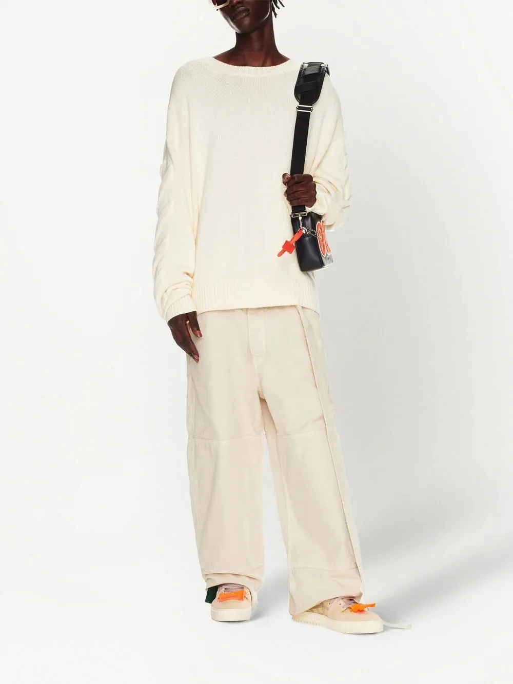 OFF-WHITE 3D Diag Knit Crewneck Sweatshirt Beige/Beige