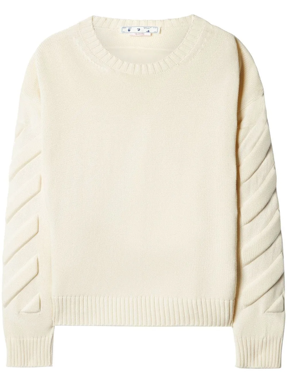 OFF-WHITE 3D Diag Knit Crewneck Sweatshirt Beige/Beige