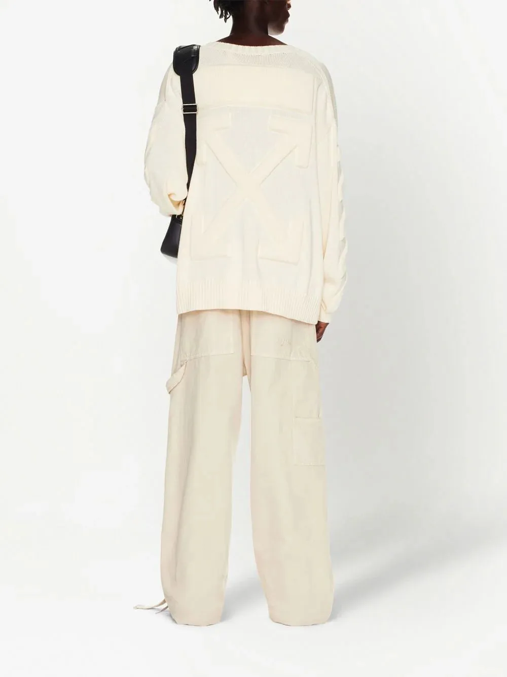 OFF-WHITE 3D Diag Knit Crewneck Sweatshirt Beige/Beige