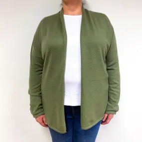 Olive Green Cashmere Edge-Edge Cardigan Extra Large
