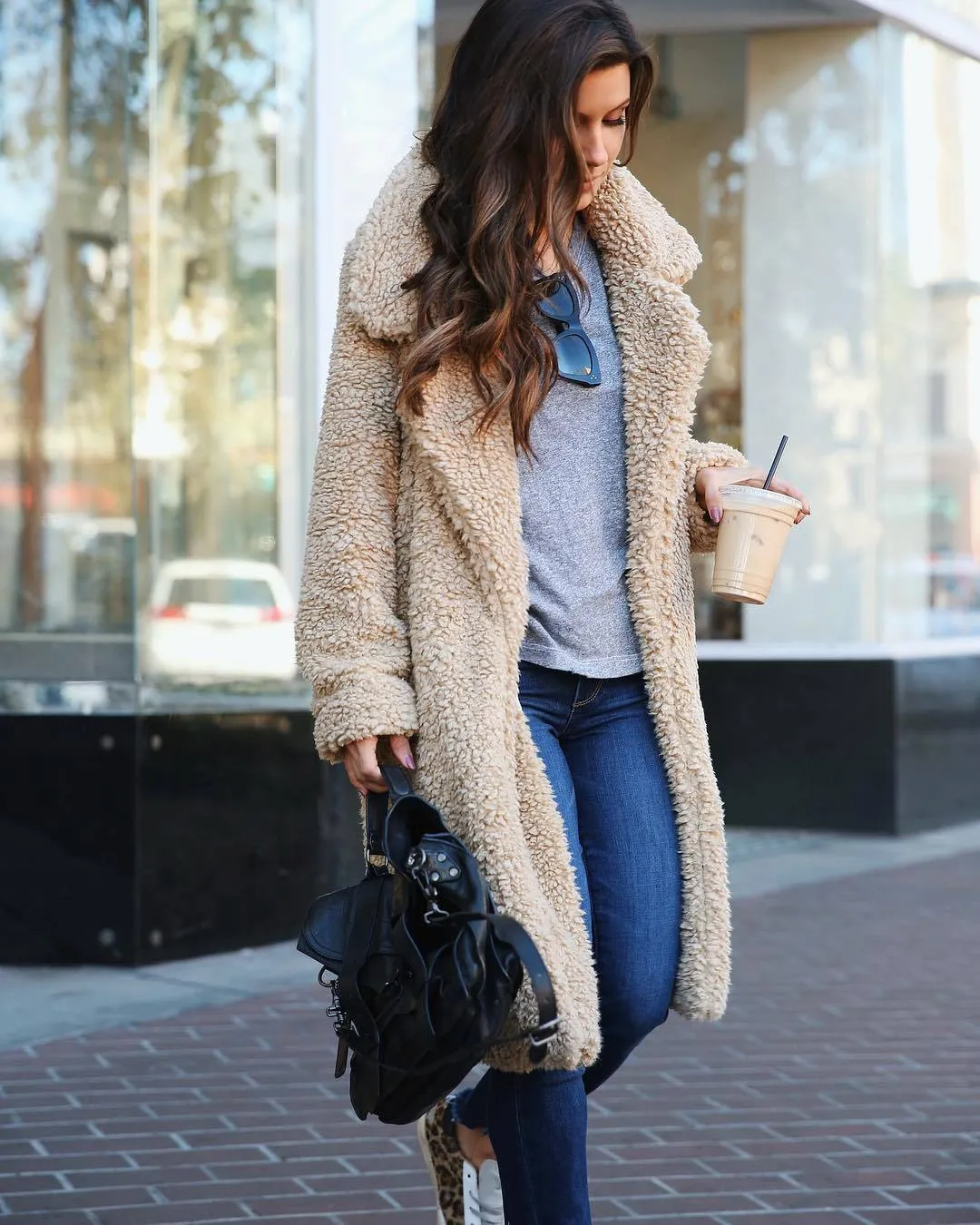 Open Front Lapel Teddy Over Coat