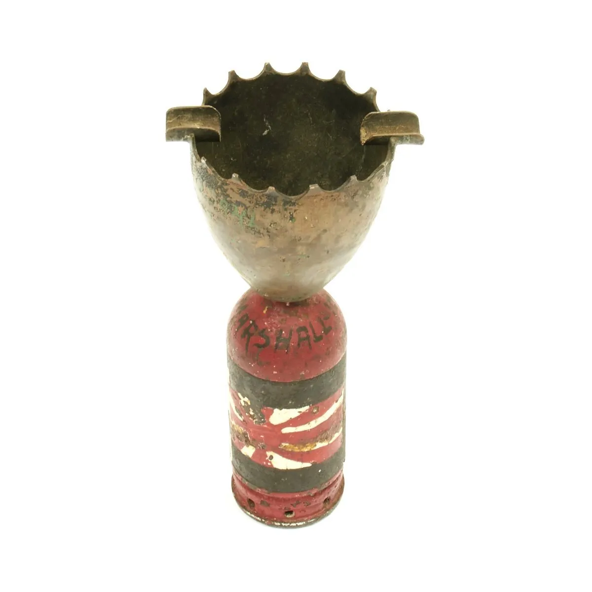 Original Japanese WWII Marshall Islands Type 89 Knee Mortar Trench Art Ashtray - 1944