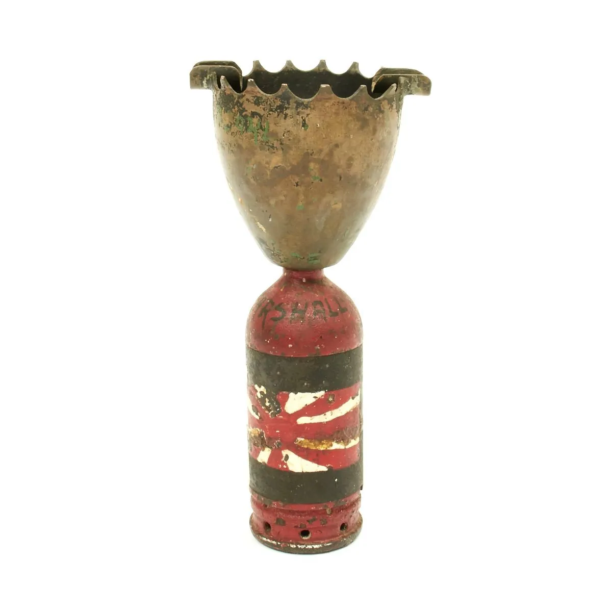 Original Japanese WWII Marshall Islands Type 89 Knee Mortar Trench Art Ashtray - 1944