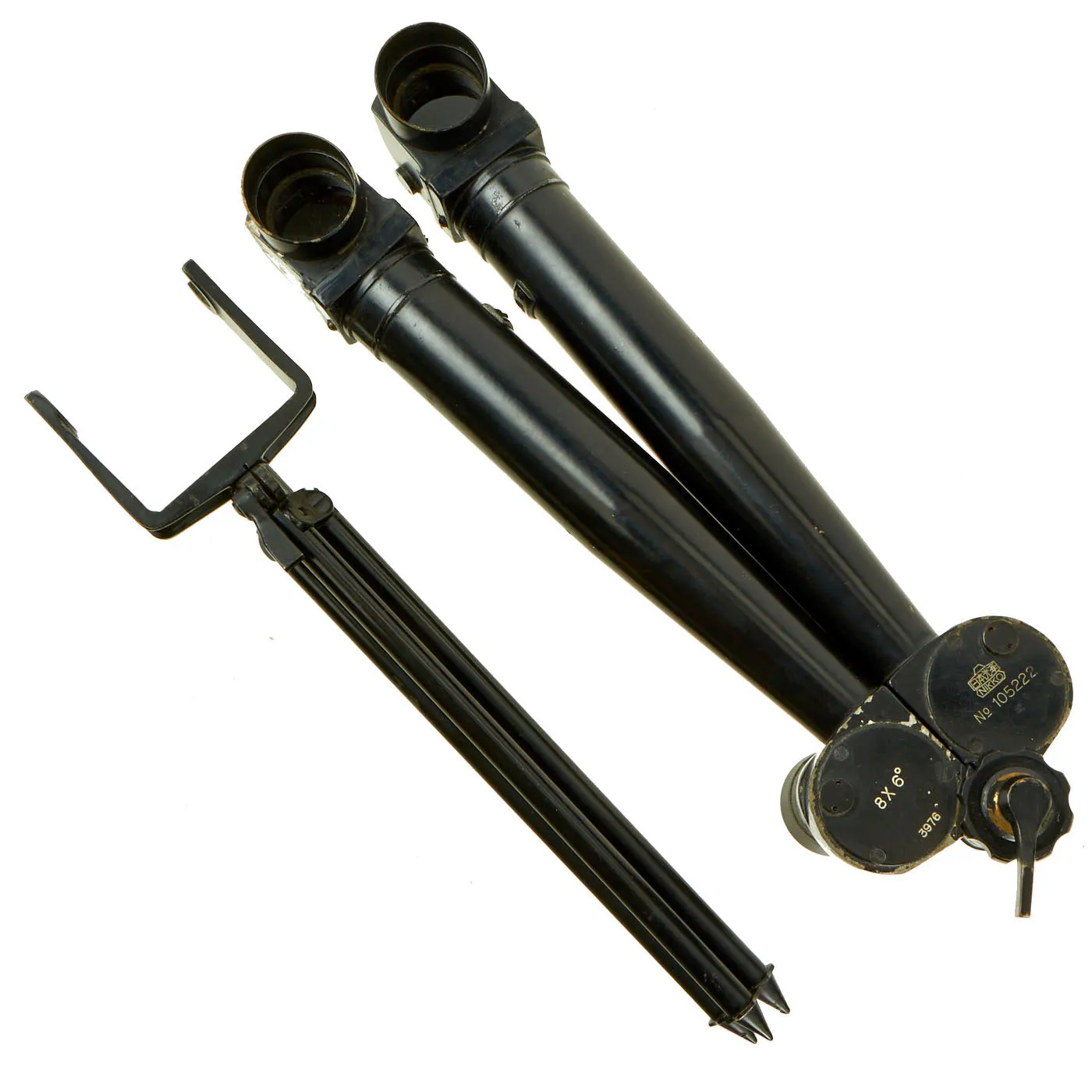 Original Japanese WWII Nikko 8 x 6 Rabbit Ear Small Artillery Periscope Binoculars With Tripod