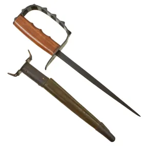 Original U.S. WWI Excellent Unissued Condition M1917 Trench Knife by L.F. & C. dated 1917 with Scabbard by Jewell
