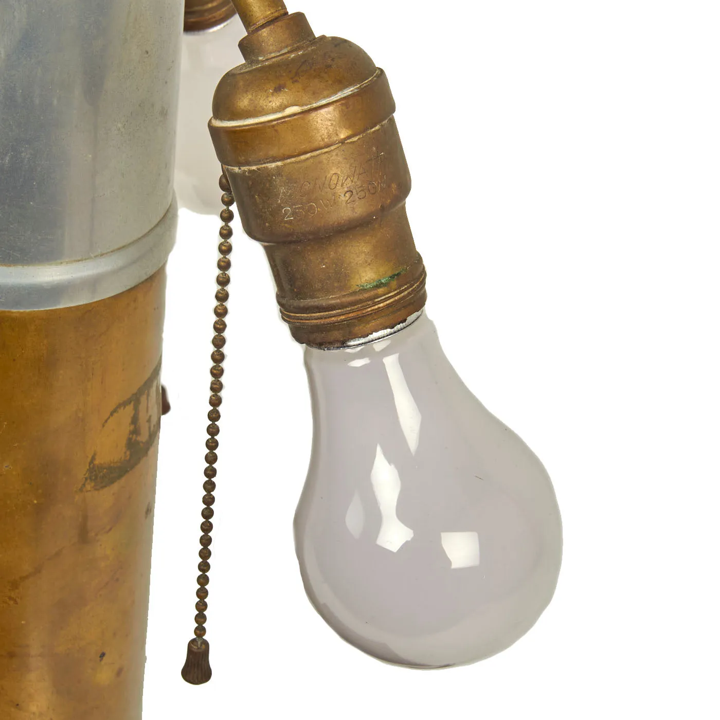 Original U.S. WWI Inert US M-1916 Gun 75mm Shell Trench Art Lamp With M-1907 Scovill Fuze - Fully Functional